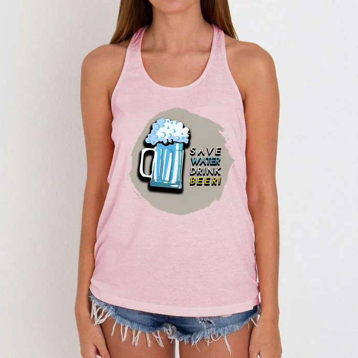 Save Water Beer Cool Alcohol Ing Gift Women's Knotted Racerback Tank