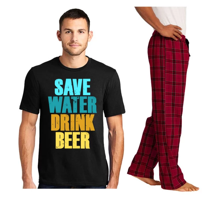 Save Water Beer Distressed Print Beer Ers Gift Pajama Set