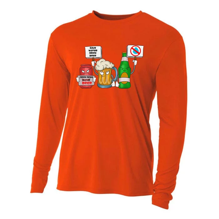 Save Water Beer More Beer Gift Cooling Performance Long Sleeve Crew