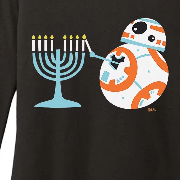 Star Wars BB-8 Lighting the Hanukkah Menorah Womens CVC Long Sleeve Shirt