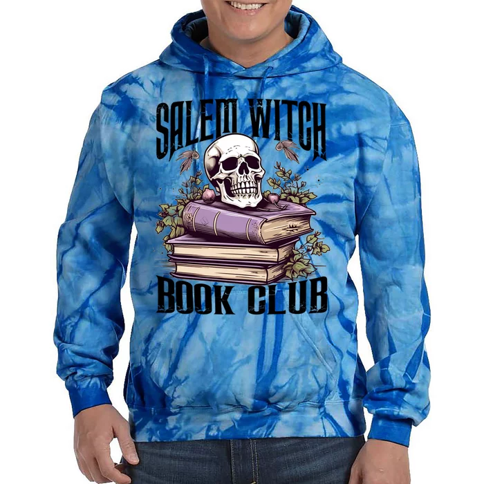 Salem Witch Book Club Skeleton Skull Halloween Book Lovers Gift Tie Dye Hoodie