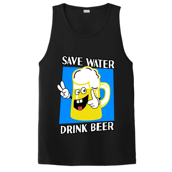 Save Water Beer Funny Cartoon Ecologist Gift Performance Tank