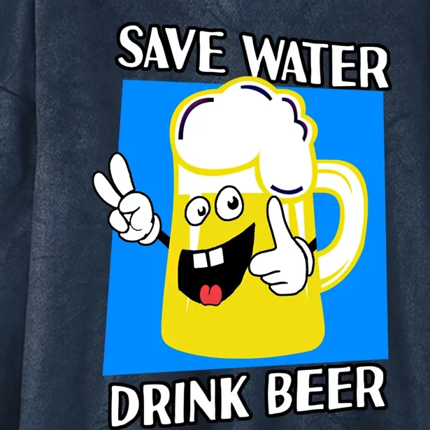 Save Water Beer Funny Cartoon Ecologist Gift Hooded Wearable Blanket