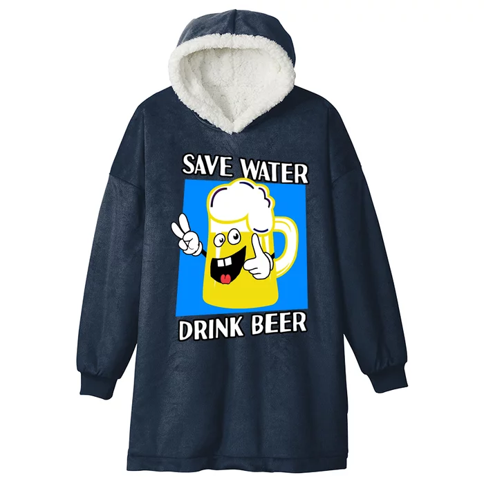 Save Water Beer Funny Cartoon Ecologist Gift Hooded Wearable Blanket