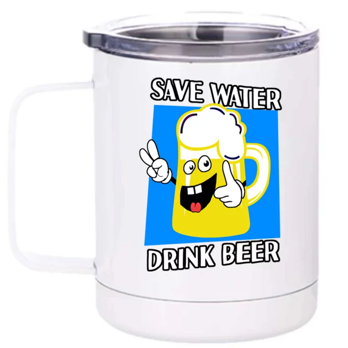 Save Water Beer Funny Cartoon Ecologist Gift Front & Back 12oz Stainless Steel Tumbler Cup