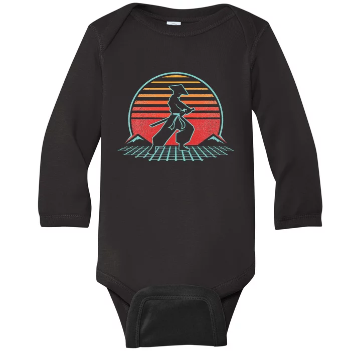 Samurai Warrior Bushido Japan Anime Retro 80s Style Gift Baby Long Sleeve Bodysuit