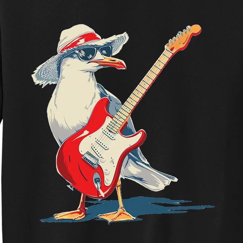 Seagull With Beach Hat And Electric Guitar Sweatshirt