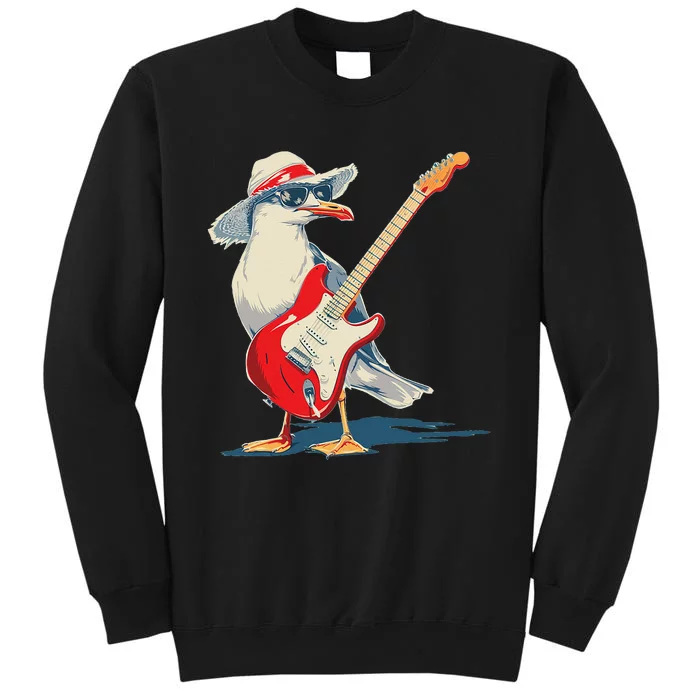 Seagull With Beach Hat And Electric Guitar Sweatshirt