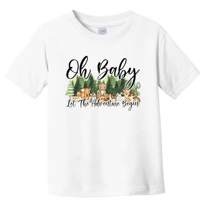 Spring Woodland Baby Shower Animal Theme Matching Neutral Toddler T-Shirt