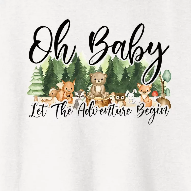 Spring Woodland Baby Shower Animal Theme Matching Neutral Women's Crop Top Tee