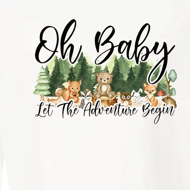 Spring Woodland Baby Shower Animal Theme Matching Neutral Cropped Pullover Crew