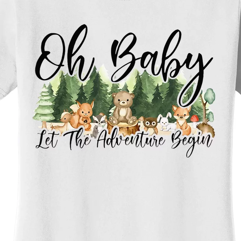 Spring Woodland Baby Shower Animal Theme Matching Neutral Women's T-Shirt