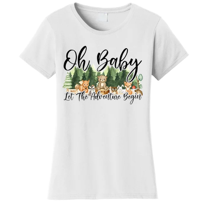 Spring Woodland Baby Shower Animal Theme Matching Neutral Women's T-Shirt