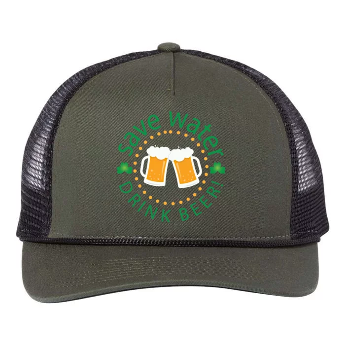 Save Water Beer Funny St Patricks Day Ing Gift Retro Rope Trucker Hat Cap