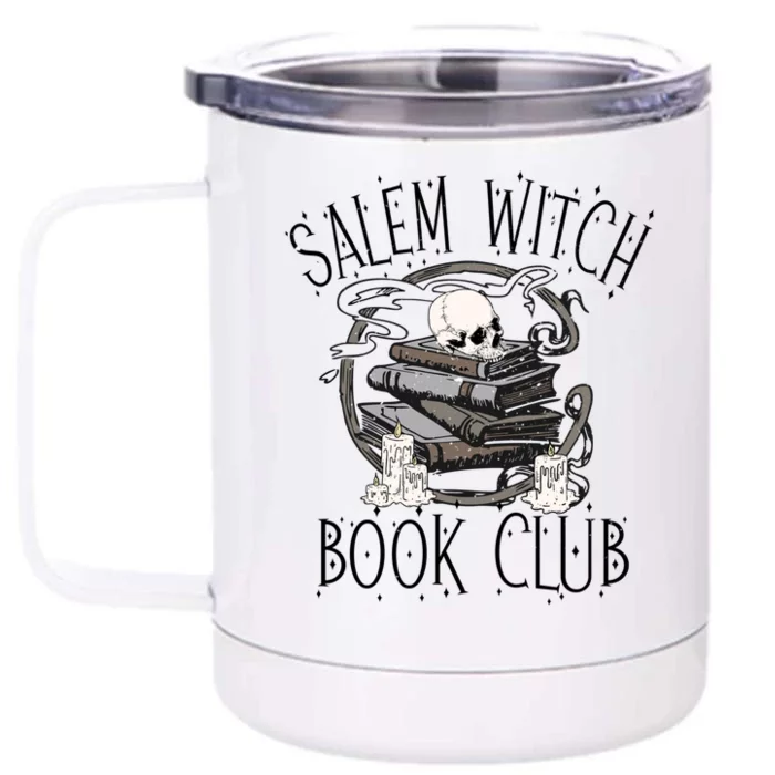 Salem Witch Book Club Retro Halloween Skeleton Reading Gift Front & Back 12oz Stainless Steel Tumbler Cup