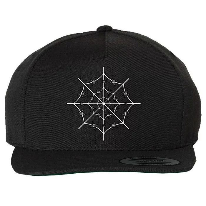 Spider Web Barbed Wire Wool Snapback Cap