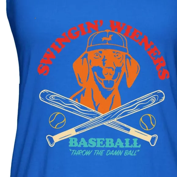 Swingin Wieners Baseball Throw The Damn Ball Ladies Essential Flowy Tank