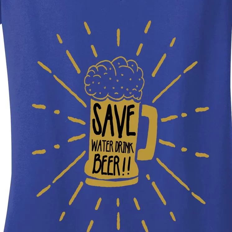 Save Water Beer Graffiti Art Protest Activism Art Gift Women's V-Neck T-Shirt