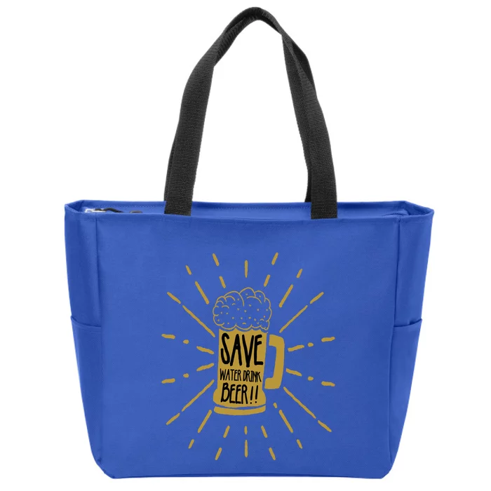 Save Water Beer Graffiti Art Protest Activism Art Gift Zip Tote Bag