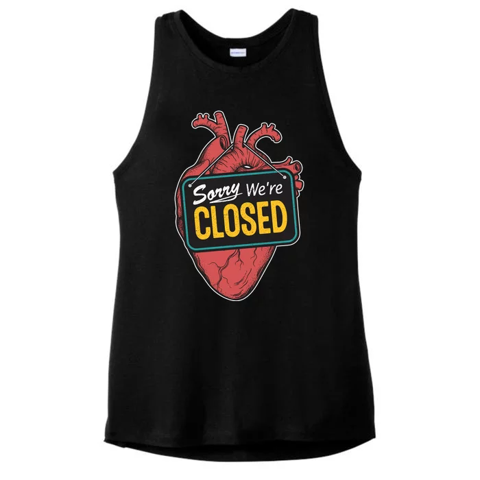 Sorry Were Closed Heart Ladies Tri-Blend Wicking Tank