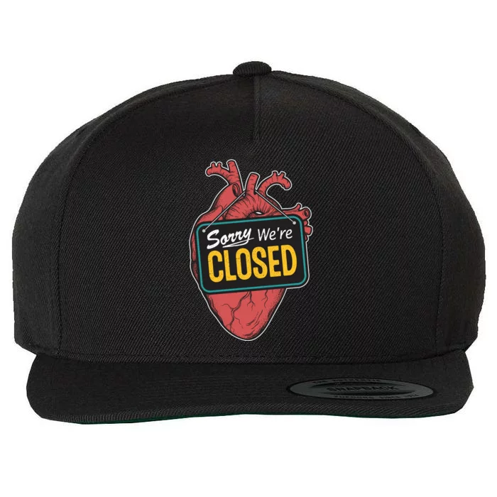 Sorry Were Closed Heart Wool Snapback Cap