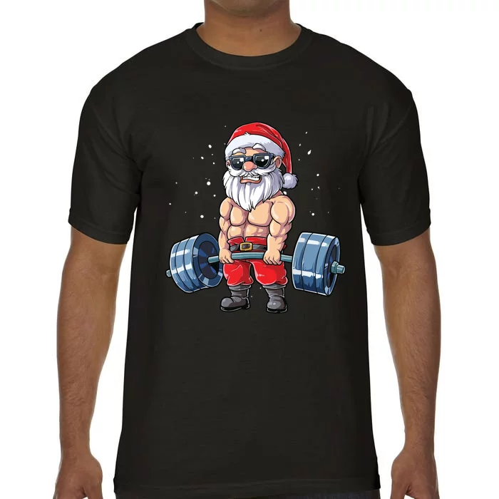 Santa Weightlifting Christmas Fitness Gym Deadlift Xmas Comfort Colors T-Shirt