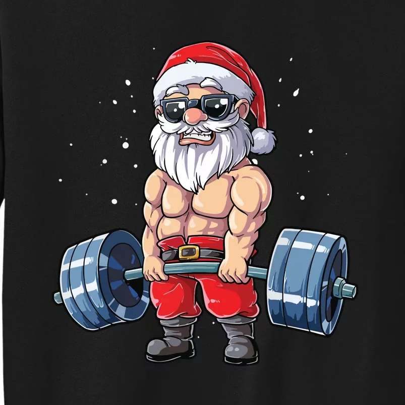 Santa Weightlifting Christmas Fitness Gym Deadlift Xmas Tall Sweatshirt