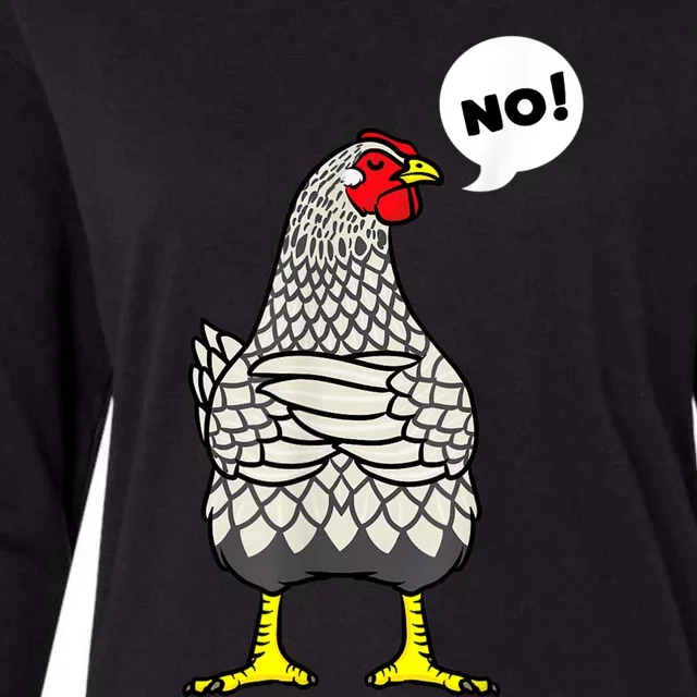 Stubborn Wyandotte Chicken Womens Cotton Relaxed Long Sleeve T-Shirt