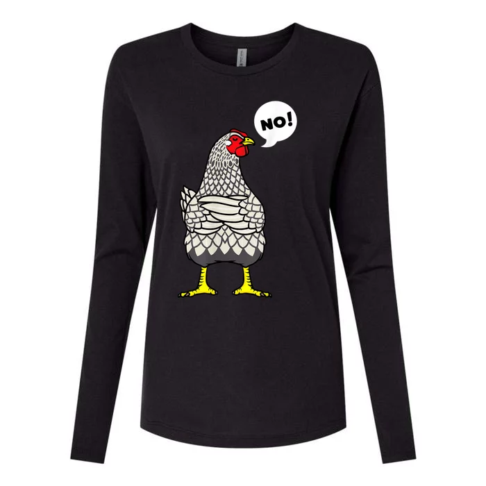 Stubborn Wyandotte Chicken Womens Cotton Relaxed Long Sleeve T-Shirt