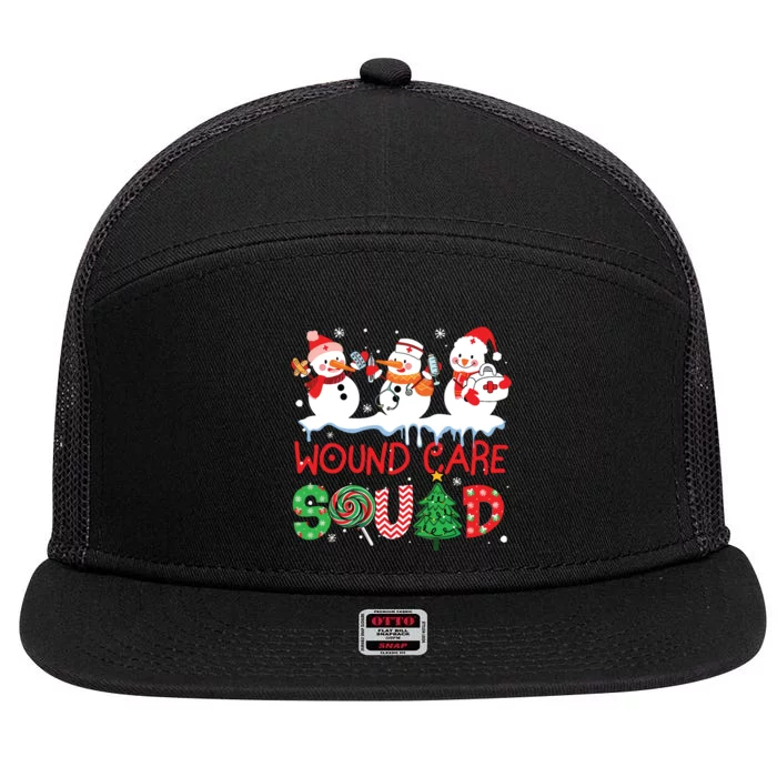 Snowman Wound Care Nurse Squad Christmas Holiday Matching 7 Panel Mesh Trucker Snapback Hat