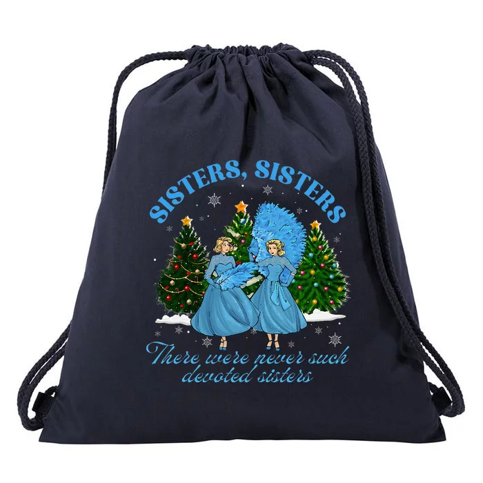 Sisters White Christmas Movie 1954 Xmas Snow Pajamas Holiday Drawstring Bag