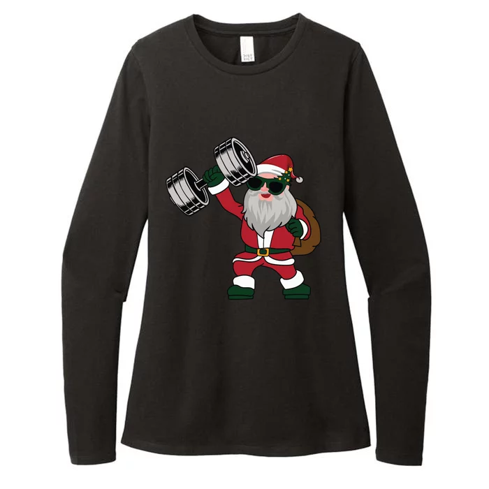 Santa Weightlifting Christmas Fitness Gym Deadlift Xmas Gift Womens CVC Long Sleeve Shirt