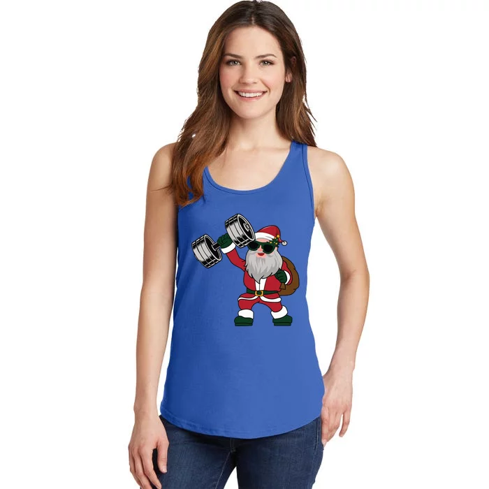 Santa Weightlifting Christmas Fitness Gym Deadlift Xmas Gift Ladies Essential Tank