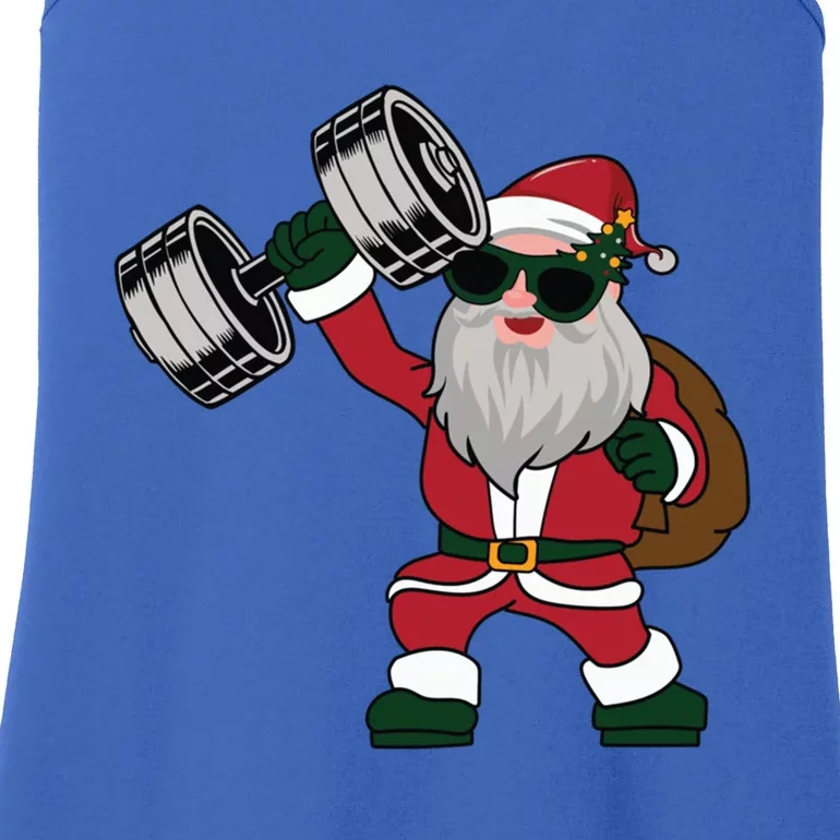 Santa Weightlifting Christmas Fitness Gym Deadlift Xmas Gift Ladies Essential Tank