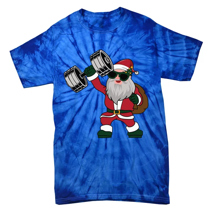 Santa Weightlifting Christmas Fitness Gym Deadlift Xmas Gift Tie-Dye T-Shirt