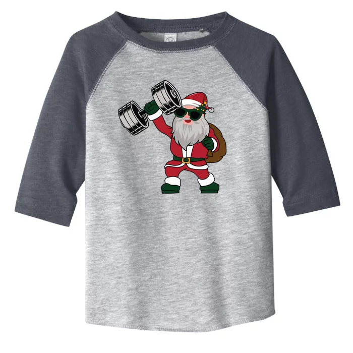 Santa Weightlifting Christmas Fitness Gym Deadlift Xmas Gift Toddler Fine Jersey T-Shirt