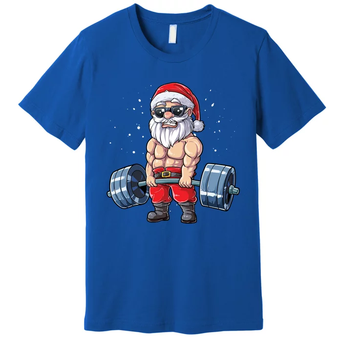 Santa Weightlifting Christmas Fitness Gym Deadlift Xmas Meaningful Gift Premium T-Shirt