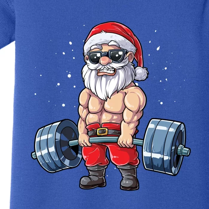 Santa Weightlifting Christmas Fitness Gym Deadlift Xmas Meaningful Gift Baby Bodysuit