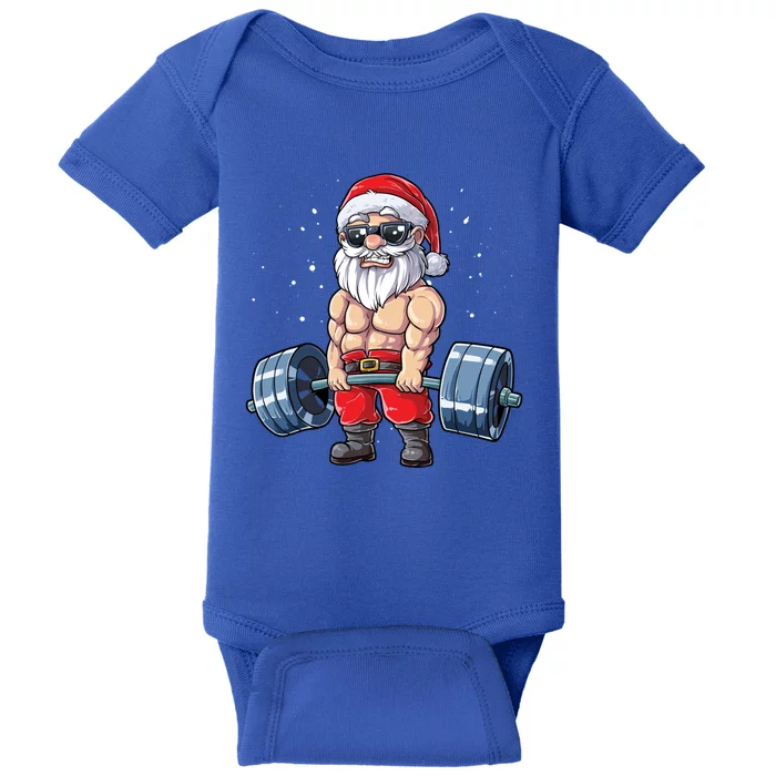 Santa Weightlifting Christmas Fitness Gym Deadlift Xmas Meaningful Gift Baby Bodysuit