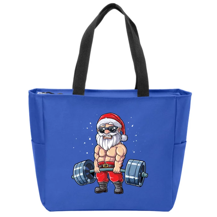 Santa Weightlifting Christmas Fitness Gym Deadlift Xmas Meaningful Gift Zip Tote Bag