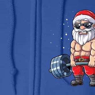 Santa Weightlifting Christmas Fitness Gym Deadlift Xmas Meaningful Gift Full Zip Hoodie