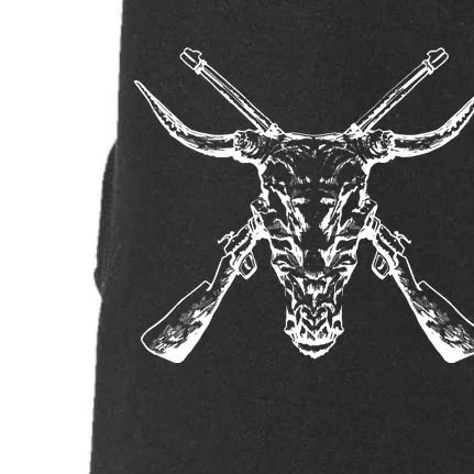 Skull With Crossed Guns And Horns Doggie 3-End Fleece Hoodie