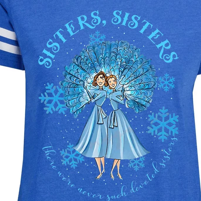 Sisters White Christmas Movie 1954 Snow Xmas Holiday Pajamas Enza Ladies Jersey Football T-Shirt