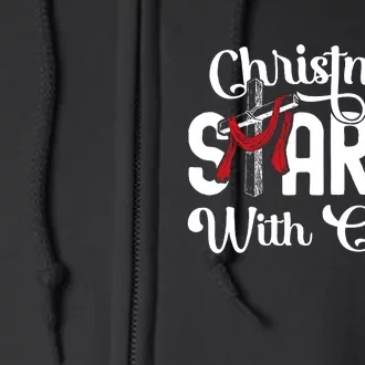 Starts With Christ Jesus Christian Christmas Full Zip Hoodie