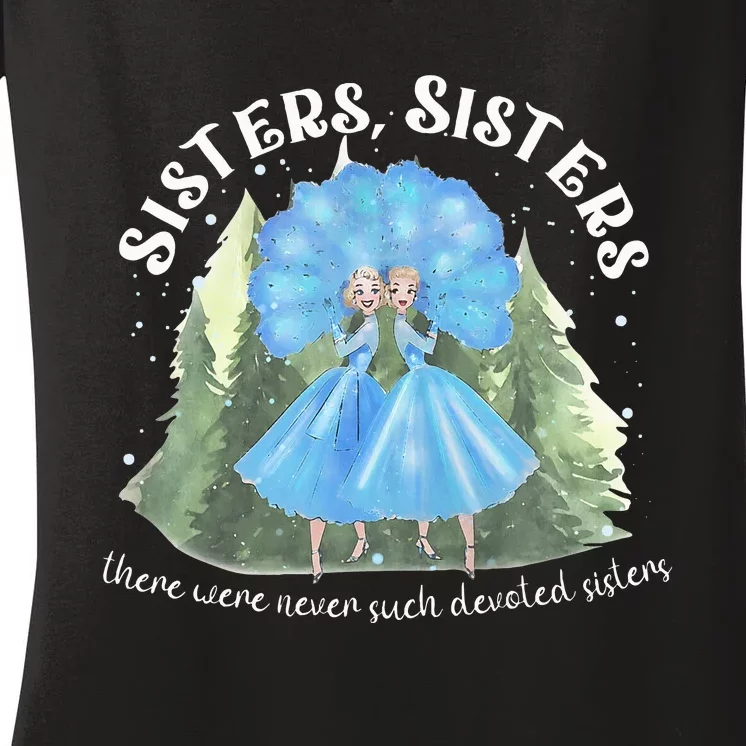 Sisters White Christmas Movie 1954 Xmas Snow Holiday Pajamas Women's V-Neck T-Shirt