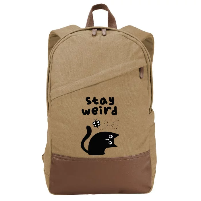 Stay Weird Cat Cotton Canvas Backpack