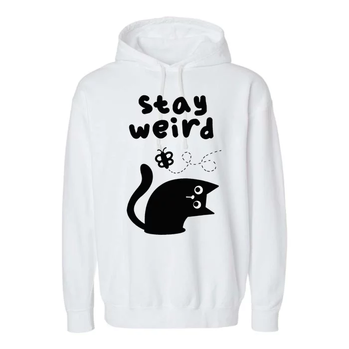 Stay Weird Cat Garment-Dyed Fleece Hoodie