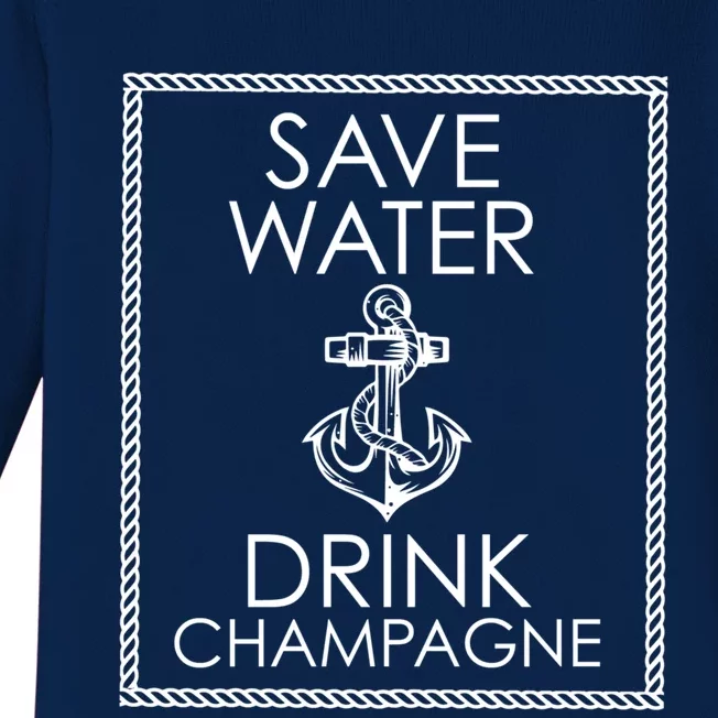 Save Water Champagne Funny Gift Baby Long Sleeve Bodysuit