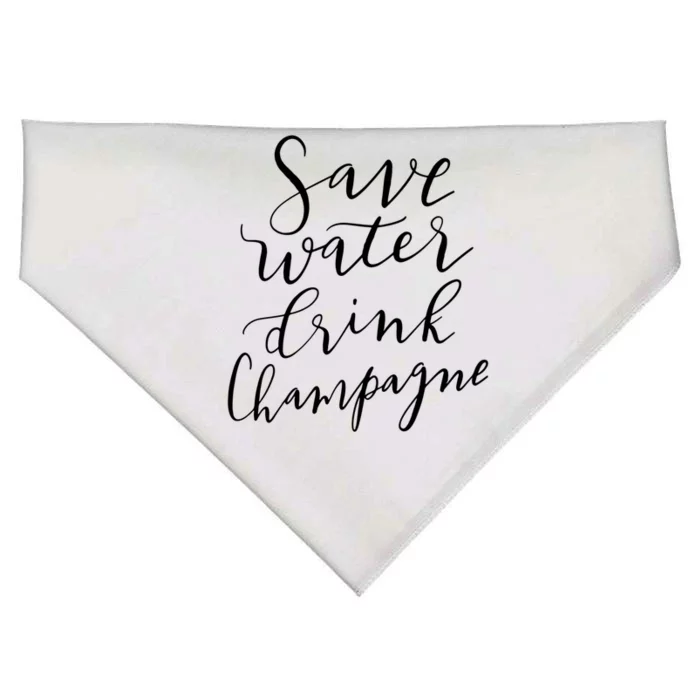 Save Water Champagne Hand Lettered Design Great Gift USA-Made Doggie Bandana