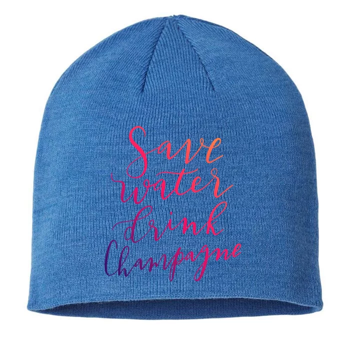 Save Water Champagne Hand Lettered Design Gift 8 1/2in Sustainable Knit Beanie